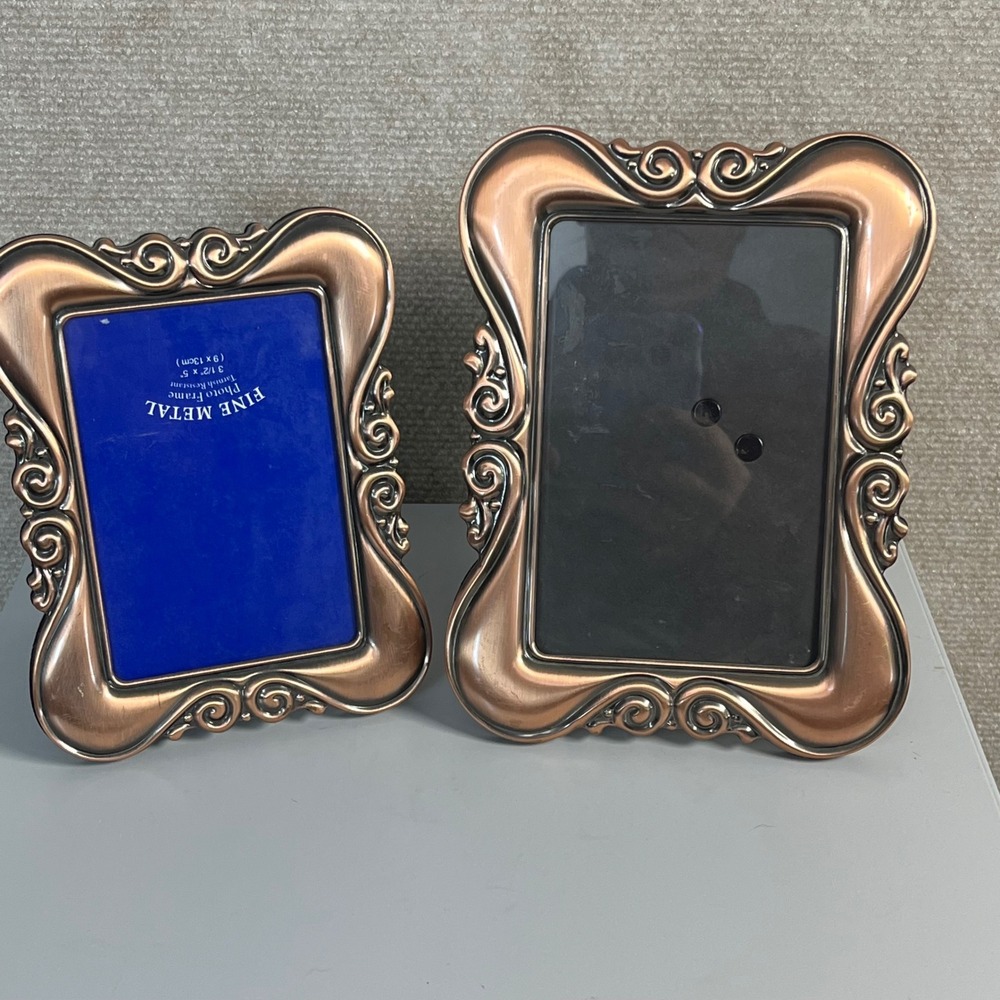Ornate Copper Tone Metal Picture Frames Scroll Detail  Set‎ of 2